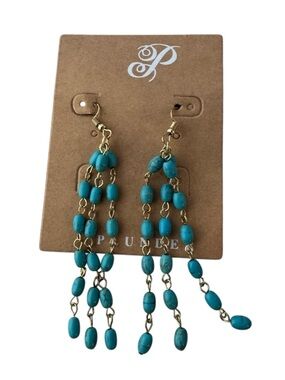 💲NWT Turquoise Beaded Cascade Dangle Earrings
